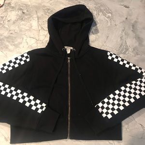 Cropped black hoodie.